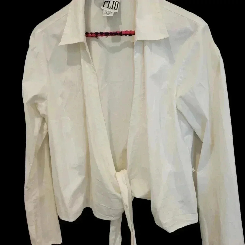 CLIO Cropped Long sleeved Shirt with  Ties white size 10